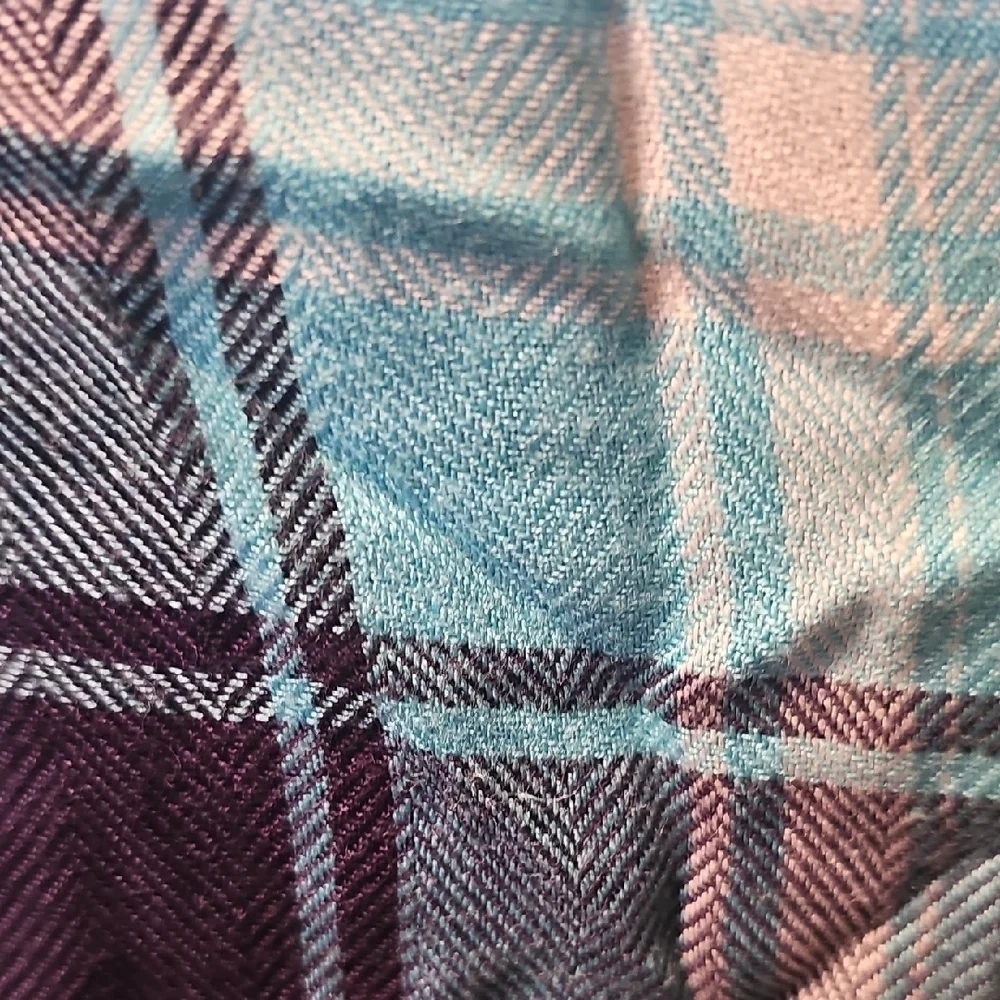 Justice Girls Blue and Black Plaid Shirt Rhinestone Pocket Size 10